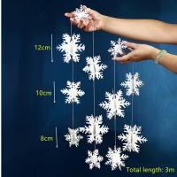 ราคา 3D Silver Hanging Snowflake Paper Garlands Decorations Christmas Hanging White Snowflake Ornaments Xmas Winter Party Supplies (23089199259)