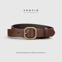 ราคา เข็มขัดผู้หญิงอินเทรนด์กางเกนยีนส์อเนกประสงค์สีน้ำตาลเข็มขัดวินเทจเข็มขัดกางเกง GM053เรียบง่าย (17565829217)