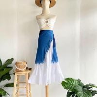 ราคา กระโปรงพัน ระบาย 2 ชั้น ผ้ามัดย้อม (17482009236)