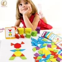 ราคา 155 Pcs Wooden Pattern Blocks Geometric Shape Puzzles Creative Multicolored Tangrams Educational Toys For Kids (22978211583)