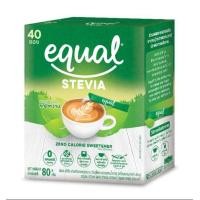 ราคา Equal Stevia 0 Calorie Sweetener อิควล สตีลเวีย สารให้ความหวานแทนน้ำตาล 1g x 40sachets (389930822)