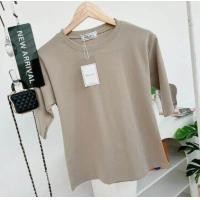 ราคา 037 เสื้อยืดยูนิคอกลมแขน 3ส่วน ฟรีไซส์ อก 36 40 23 (22702497273)