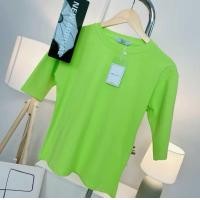 ราคา 037 เสื้อยืดยูนิคอกลมแขน 3ส่วน ฟรีไซส์ อก 36 40 23 (22702497310)