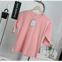 ราคา 037 เสื้อยืดยูนิคอกลมแขน 3ส่วน ฟรีไซส์ อก 36 40 23 (22702497298)