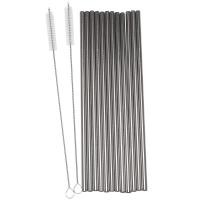 ราคา set of 12 Stainless Steel Straws Reusable Metal Drinking Straws Straight Straws 2 Cleaning Brushes (22294974287)
