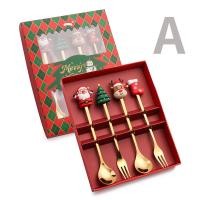 ราคา Media COD Christmas gifts ชุดช้อนและส้อมคริสต์มาส 6 pieces ช้อนสีทอง ส้อมสีทอง 3 อัน ส้อมสีทอง 3 อัน ช้อนขนมคริสต์มาส ช้อนกาแฟ ช้อนของหวาน ส้อมผลไม้ (23121355230)