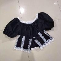 ราคา 40 พร้อมส่ง เสื้อเปิดไหล่แขนตุ๊กตาแต่งลูกไม้สาวพลัสไซส์ ผ้าไหมอิตาลี มี3สี (21396896140)