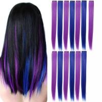 ราคา 13 Pcs Colored Party Highlights Colorful Clip in Hair Extensions 55cm Straight Synthetic Hairpieces (19712117590)
