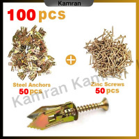ราคา 50 100 ชุด พุกยิบซั่ม สกรู พุกปีกผีสื้อพุกยดยิปซั่มพุกผีเสื้อกนสนิมพุกผีนังเบาฟุกผีเสื้อพุกยดผนังปูนพุกฝ้าเพดานพุกยิบซั่มสกรูขยายสกรูงานไม้ สามารถใช้ในการยิง Expansion Screws (23210171421)