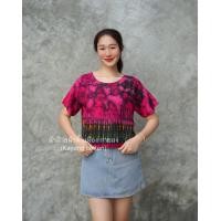 ราคา เสื้อครอปมัดย้อม ผ้าแมมเบิร์ต เบาพริ้ว เสื้อมัดย้อม ผ้ามัดย้อม (22784397513)