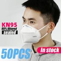 ราคา 50PCS KN95 Facemask 5ply Reusable ป้องกันสิ่งกีดขวางการหายใจสีขาว N95 Facemask (8392027108)