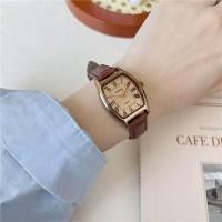 ราคา GoGoey Retro นาฬิกาผู้หญิงหรูหราฝรั่งเศสออกแบบควอตซ์ Vintage Barrel Shape สีน้ําตาล Dial ธรรมดากระจกกระจก (22326230660)