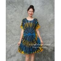 ราคา ชุดเดรสมัดย้อม ชุดเที่ยวทะเล เดรสเปิดไหล่ ชุดมัดย้อม สีสด ผ้ามัดย้อม มีหลายลาย (22794413263)