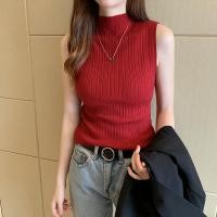 ราคา Dahong เสื้อคอเต่า แขนกุด เสื้อไหมพรม เสื้อครอปเเขนกุดคอตั้ง ผ้าไหมพรม สไตล์เกาหลี 6147 (21616212489)