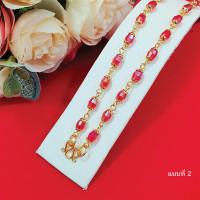 ราคา สร้อยคอคริสตัลโมดาร์เม็ดรีสีนพเก้า สีแดง สีดำ สายสีทอง ความยาว 25 26 นิ้ว สีนิล สร้อยคอทอง (12652063664)