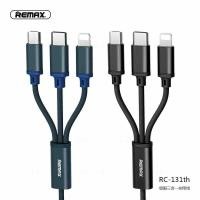 ราคา Remax ของแท้ สายชาร์จ 3in1 รุ่น RC 131TH หัวชาร์จ 3 หัว Micro Type C Lightning (1029494497)