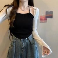ราคา เสื้อกั๊กสายรัดสปาเก็ตตี้สีชมพูผู้หญิงเสื้อกั๊กแขนสั้นสาวฮอต (22465197367)