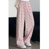 ราคา กางเกงขายาวพิมพ์ลายโบว์ B44 ผ้าใส่สบาย มีกระเป๋าข้าง มีเชือกรูด (22855091963)