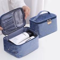 ราคา BG148 กระเป๋าเครื่องสำอาง Vanilla in love กำมะหยี่สีฟ้า พร้อมช่องเสียบแปรง (7920667855)