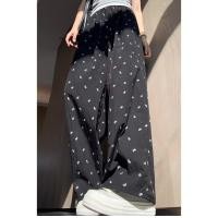 ราคา กางเกงขายาวพิมพ์ลายโบว์ B44 ผ้าใส่สบาย มีกระเป๋าข้าง มีเชือกรูด (22855091966)