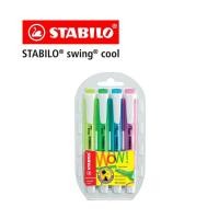 ราคา STABILO สตาบิโล Swing Cool ปากกาเน้นข้อความ ปากกาไฮไลท์ ปากกาไฮไลต์ Swing Cool in Wallet ชุด 4 สี (760606698)
