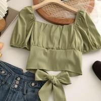 ราคา เสื้อครอปแฟชั่นสายฝอ ผูกโบว์ข้างหลัง มินิครอปสีสันสดใส เสื้อครอปเเฟชั่น เสื้อครอปสั้นลำลอง (21308233408)