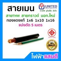 ราคา สายเมน สายกราวด์ THW 1x6 1x10 1x16 1x25 1x35 UNITED ตัดแบ่ง 5m อย่างดี มอก สายดิน สีดำ สายไฟบ้าน สายต่อมิเตอร์ สายไฟยูไนเต็ด (4037270814)