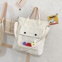 ราคา BAGSMART กระเป๋าผ้าแคนวาสสะพายข้าง ด้านหน้ามีช่องใสๆใส่ของ ของตกแต่งอมยิ้ม ผลไม้ (23260435343)