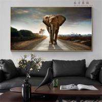 ราคา Africa Elephant Animal Landscape Oil Painting on Canvas Pop Art Poster and Print Abstract Art Wall Picture for Living Room Decor (10645081421)