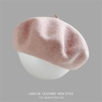 ราคา Wool Felt Beret Painter Hat Girls Fashion Beret WomenS Flat Top Hat Colorful Beret (21349919937)