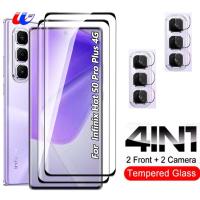 ราคา 4IN1กระจก9H สำหรับ Infinix Hot 50 Pro 4G ฟิล์มกระจกนิรภัยสำหรับ Infinix Hot 50 Pro Plus Hot50Pro 4G 6 78นิ้ว X6880 2024ฝาครอบป้องกันหน้าจอเลนส์ (23121386132)