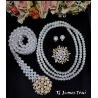 ราคา เครื่องประดับชุดไทย ชุดมุกจัดเซต สร้อยต่างหู เข็มขัดและ เข็มกลัด ใช้ได้ทั้งเด็กและผู้ใหญ่ (15978591000)