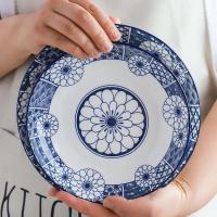 ราคา QIQI จานเซรามิก ชาม ถ้วย มีสไตล์จีนสีน้ำเงิน 3ใบ ชุด (1885162492)