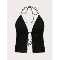 ราคา Crop TC2407 เสื้อครอป ตาข่าย ผูกคอ ซีทรู (22822992864)