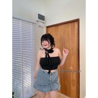 ราคา เสื้อเกาะอกแต่งโช๊คเกอร์กุหลาบ สาวอวบ มี4สี เซ็กซี่ เสื้อผ้าสาวอวบ (20513001103)