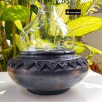 ราคา ตะเกียงน้ำมันพืช ครอบแก้วตะเกียง สีดำขนาดใหญ่ เติมน้ำมันพืช น้ำมันมะพร้าว (22794470975)