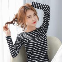 ราคา เสื้อยืดแขนยาวทรงสลิมฟิตสำหรับผู้หญิง ฤดูร้อน 2022 เสื้อยืดลายทางคอวีทรงปกติสำหรับใส่ไปทำงาน (23061416345)