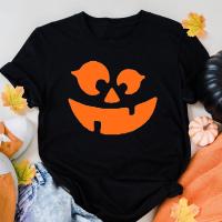 ราคา เสื้อ Halloween Pumpkin Face Print Halloween Party T Shirt Halloween Party Outfits Funny Women Black Shirt ไม่จำกัดเพศ (22638759706)
