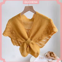 ราคา GUCHEN4 เสื้อเบลาส์ผู้หญิงแบบมีปกคอเสื้อปลอมผ้าพันคอถักแบบถักผ้าพันคอป้องกันคอสีทึบ (22605740202)