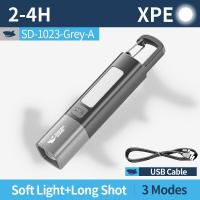 ราคา 1PCS Super Bright LED Flashlight XPE Torch Light With Hook Camping Light USB Rechargeable Zoomable Waterproof Flashlight (23255956467)