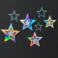 ราคา 7Pcs Glitter Rose Gold Hollow Stars Garland Hanging Decor for Kindergarten New Year Christmas Wedding Birthday Party Decorations (23118178990)