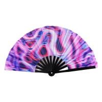 ราคา Large Folding Hand Fan Chinese Japanese Gradient Reflective UV Fluorescent Fans Foldable UV Fluorescent Reflective Foldable Fan for Music Festival Dance Performance Accessory Party Prop Festivalgoer G