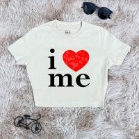 ราคา เสื้อครอปเอวลอย สไตล์เกาหลี เสื้อครอปแฟชั่น ลาย I LOVE ME เหมาะกับวัยรุ่น มี 4 สี ขาว ดำ ฟ้าเทา เบจ (23139315612)