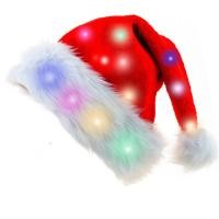 ราคา Red And White Led Hat Soft Bright Lights Adjustable Santa Hat Plush Operated Xmas Hat for Adults Kids Parties Celebrations New Year (22895568271)