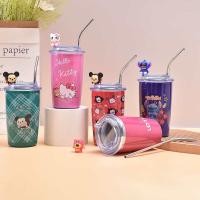 ราคา แก้ว การ์ตูนดิสนีย์ หมี Lotso น่ารัก แถมฟรีหลอดสแตนเลส เก็บความเย็น ดิสนีย์ 450ml (21404977445)