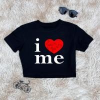 ราคา เสื้อครอปเอวลอย สไตล์เกาหลี เสื้อครอปแฟชั่น ลาย I LOVE ME เหมาะกับวัยรุ่น มี 4 สี ขาว ดำ ฟ้าเทา เบจ (23139315614)