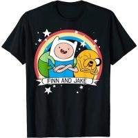 ราคา ย้อนยุค S 5XL ผ้าฝ้าย 100 S 5XL เสื้อยืด พิมพ์ลายกราฟิก CN Adventure Time Finn Jake Rainbow Banner สําหรับผู้ใหญ่Siz (21828738458)