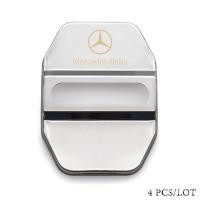 ราคา Lasan 4 ชิ้นสแตนเลสล็อคประตูรถปกสำหรับ Mercedes Benz AMG Benz C Class E Class S Class GLA Classตกแต่งปกป้องปกสติ๊กเกอร์อุปกรณ์แต่งรถ (2093112799)
