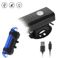ราคา จักรยานด้านหน้าและด้านหลังโคมไฟชุด USB LED ชาร์จไฟหน้าด้านหลังไฟท้ายไฟเตือนกันน้ำคืนขี่จักรยานจักรยานแสงอุปกรณ์จักรยาน (16116099697)