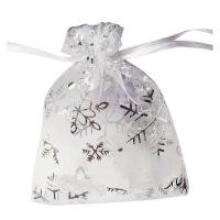 ราคา 100 ชิ้น Organza งานแต่งงานถุงของขวัญซองรูดใส่เครื่องประดับถุงเงินเกล็ดหิมะสีขาวพิมพ์ชัดเจนถุงใส่ของชำร่วย INTL (23319804127)